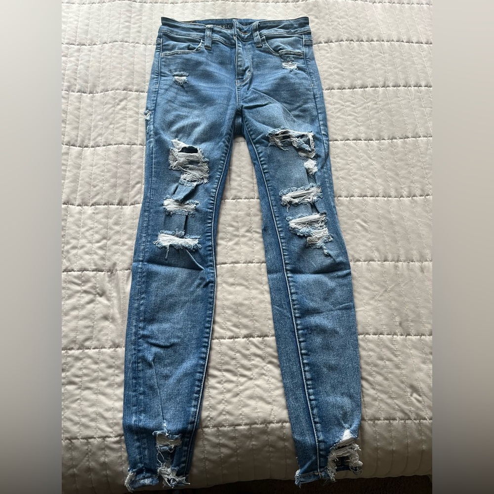 American Eagle Outfitters Blue Skinny Distressed Jegging